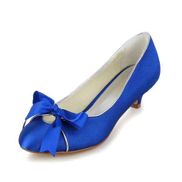 blue low heel bridal shoes